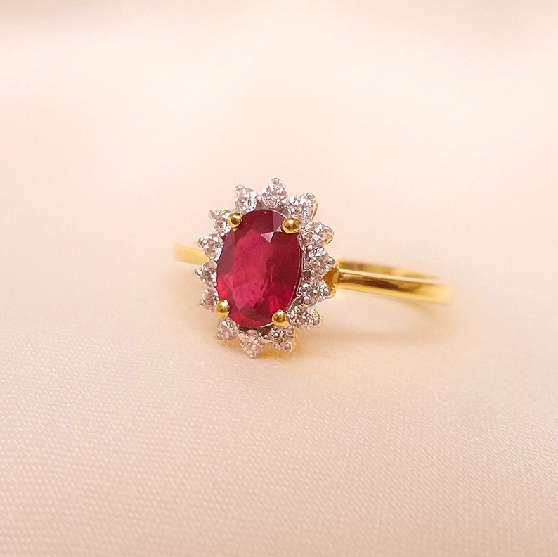 Buy Dany Ruby Diamond Ring 18 KT yellow gold (3.128 gm). | Online By Giriraj Jewellers