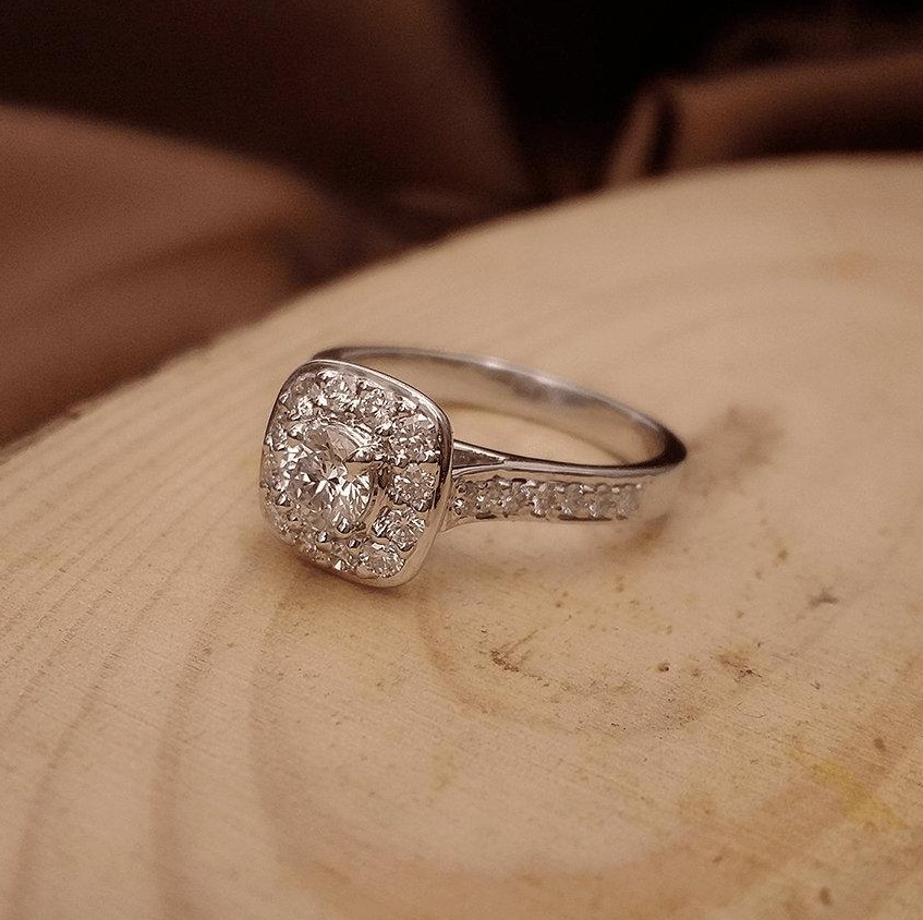 Buy Briana solitaire Halo Diamond Ring 18 KT white gold (4.324 gm). | Online By Giriraj Jewellers