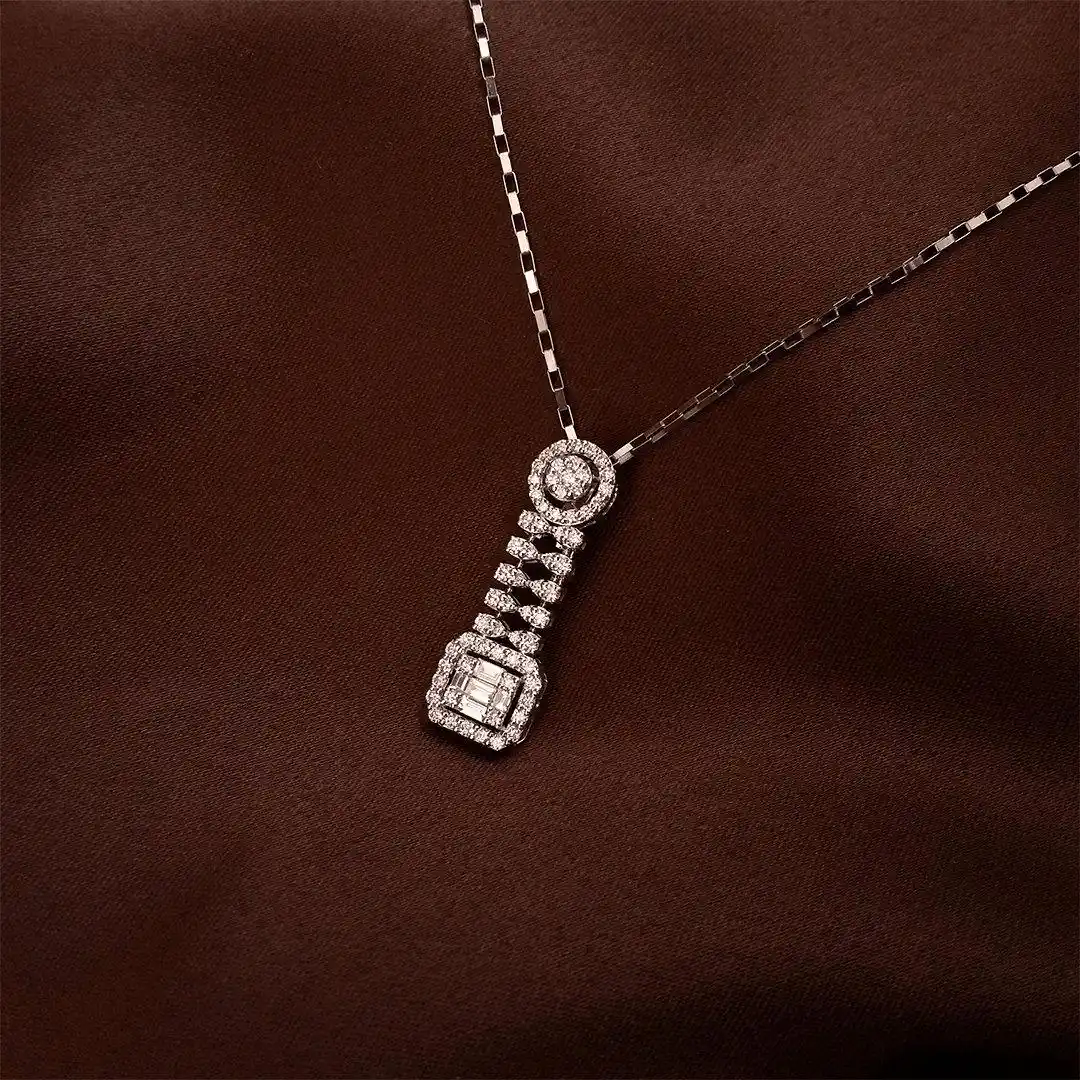 Buy Cerimani Diamond Pendant 18 KT white gold (2.65 gm). | Online By Giriraj Jewellers