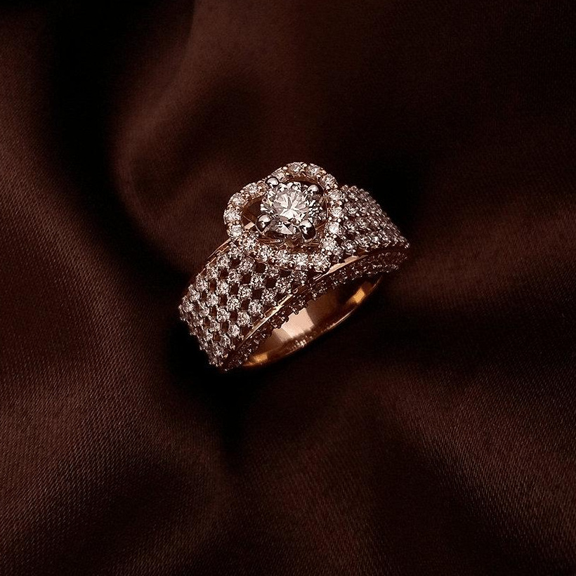 Buy Layra Shine Diamond Ring 18 KT rose gold (10.1 gm). | Online By Giriraj Jewellers