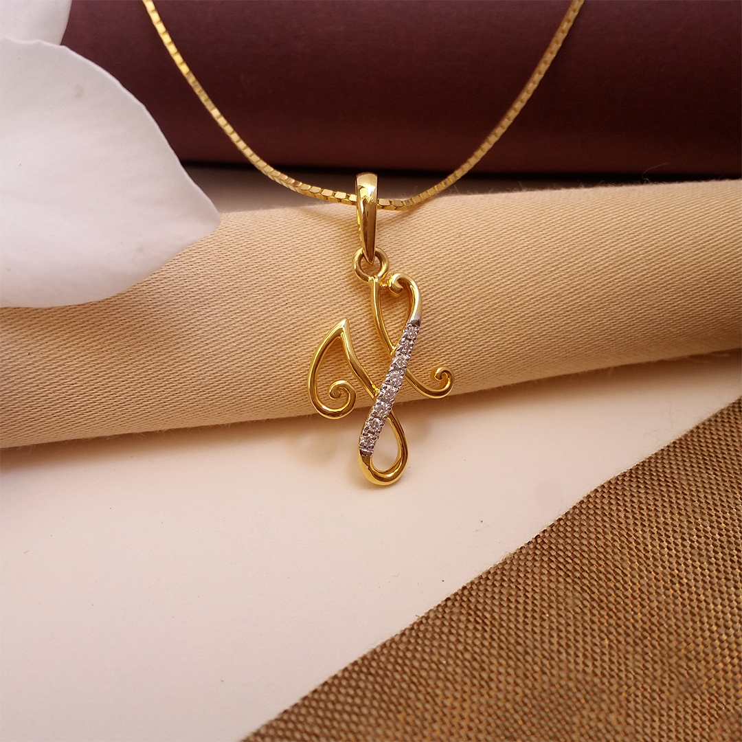 Buy H Heartly Humbles Alphabet Gold Pendant 18 KT yellow gold (1.65 gm). | Online By Giriraj Jewellers