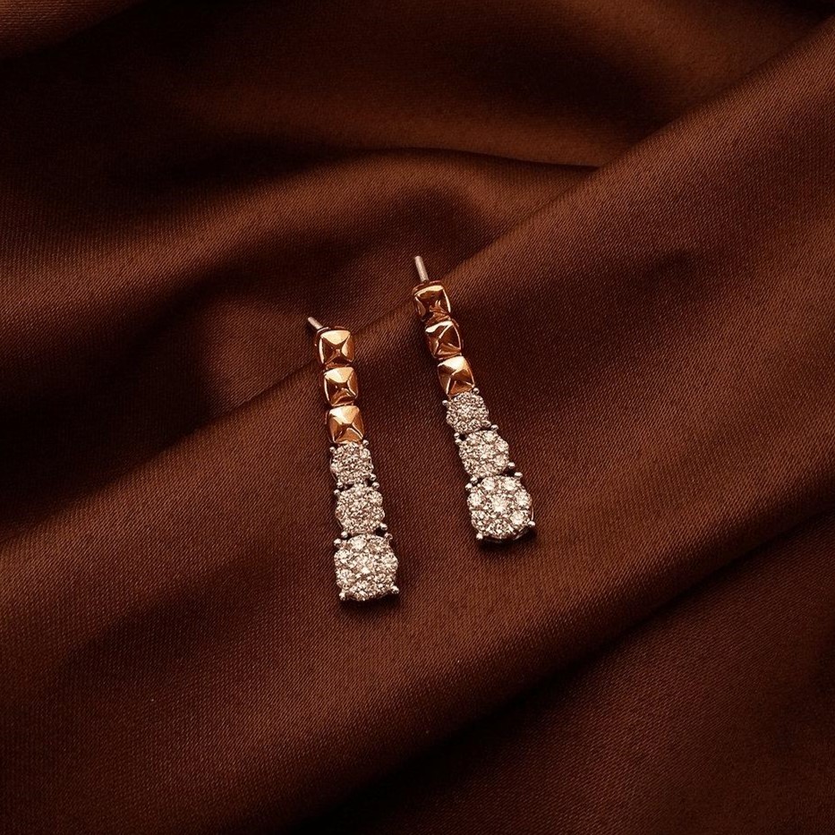 Buy Luminous Lunar Diamond Earrings 18 KT rose gold (6.5 gm). | Online By Giriraj Jewellers