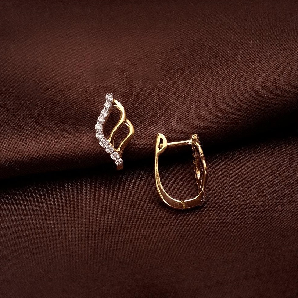 Buy Timeless Treasure Diamond Hoops 18 KT yellow gold (2.452 gm). | Online By Giriraj Jewellers