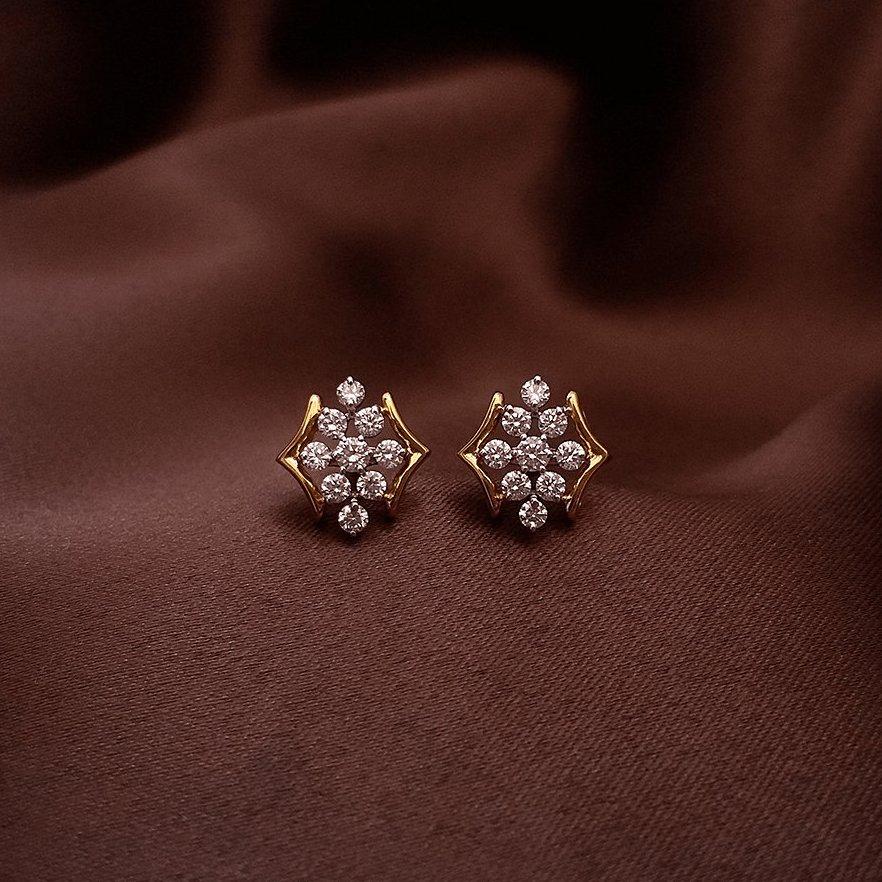 22k Gold Earrings Traditional Stone Diamond Earrings Price 18K