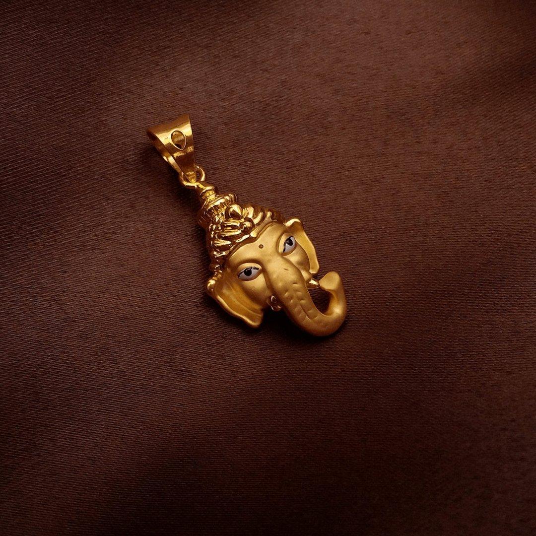 Buy Magnificent Ganesha Gold Pendant 22 KT yellow gold (2.2 gm). | Online By Giriraj Jewellers