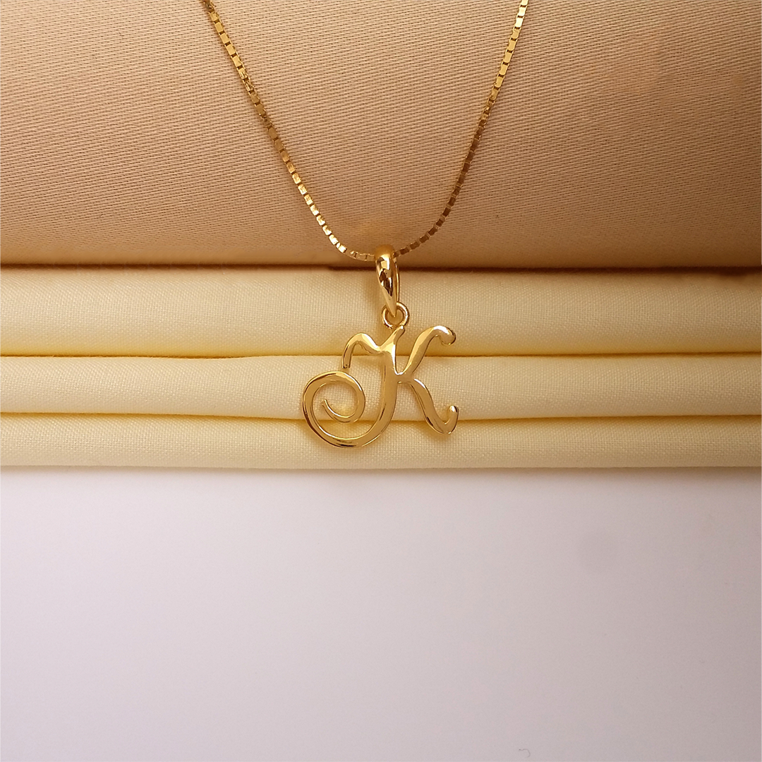 Buy K Kosher Letter Gold Pendant 22 KT yellow gold (2.13 gm). | Online By Giriraj Jewellers