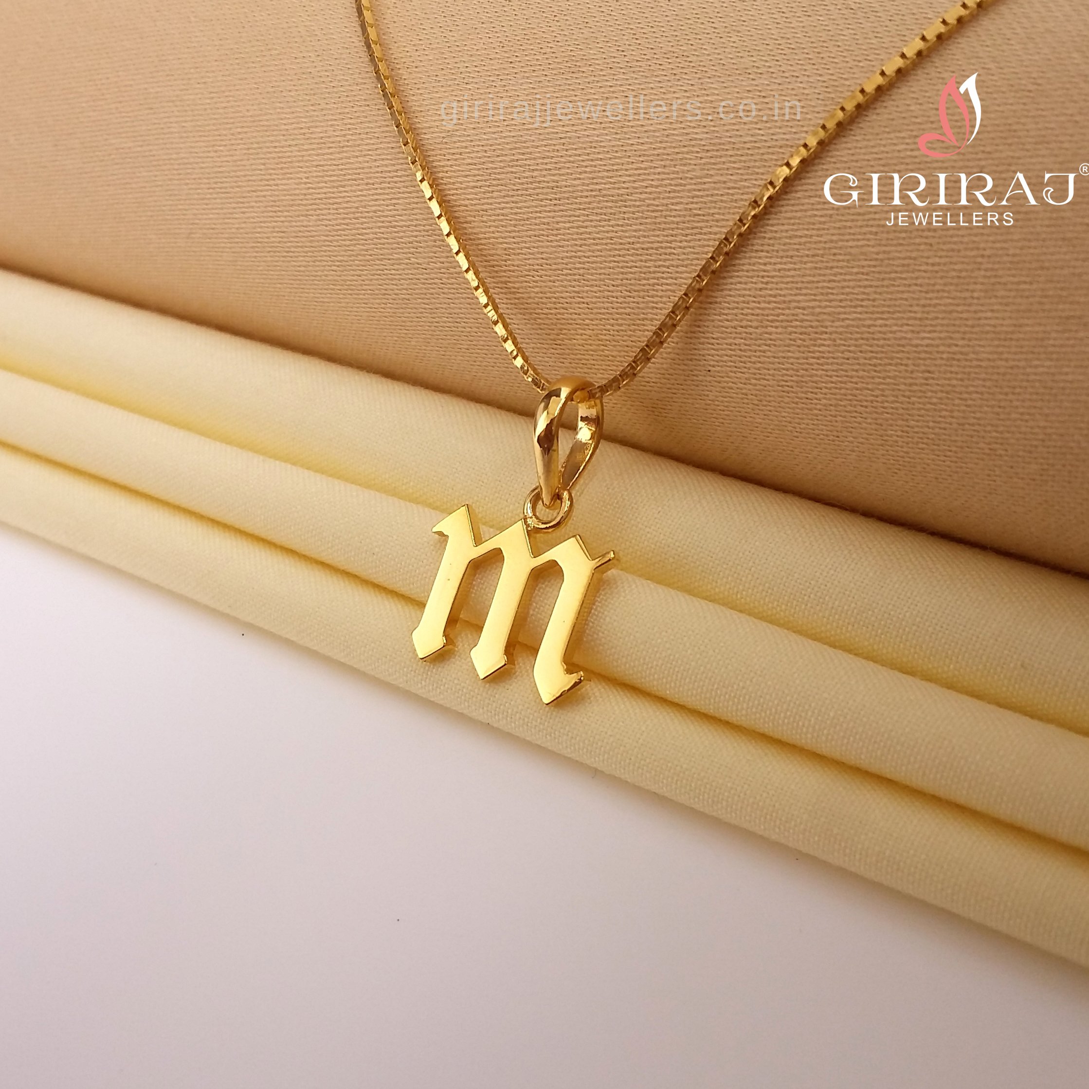 Buy M Magnificence Letter Gold Pendant 22 KT yellow gold (1.75 gm). | Online By Giriraj Jewellers