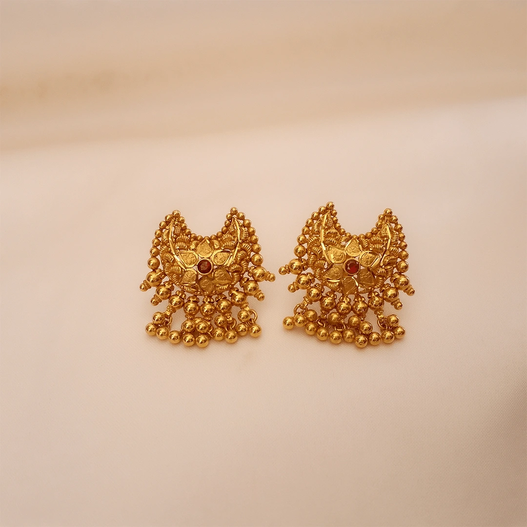 Buy Divine Vows Bridal Gold Earrings 22 KT yellow gold (8.5 gm). | Online By Giriraj Jewellers