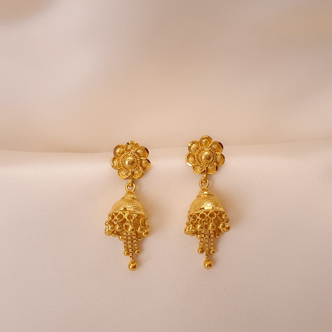 Buy Golden Belle Jhumka Earring 22 KT yellow gold (5.9 gm). | Online By Giriraj Jewellers