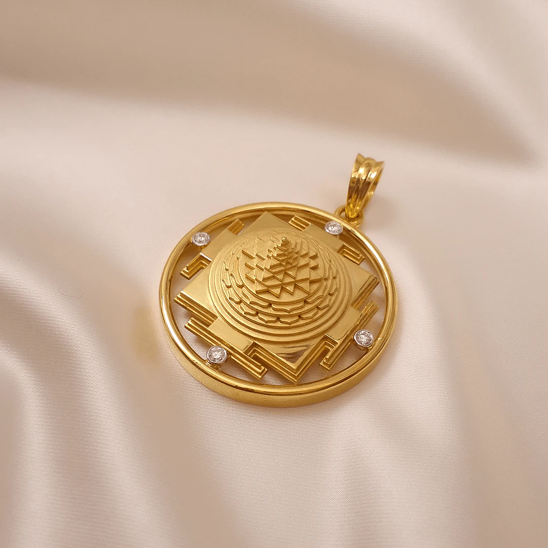 Buy DivyaMandala Shree Yantra pendant 22 KT yellow gold (32.08 gm). | Online By Giriraj Jewellers