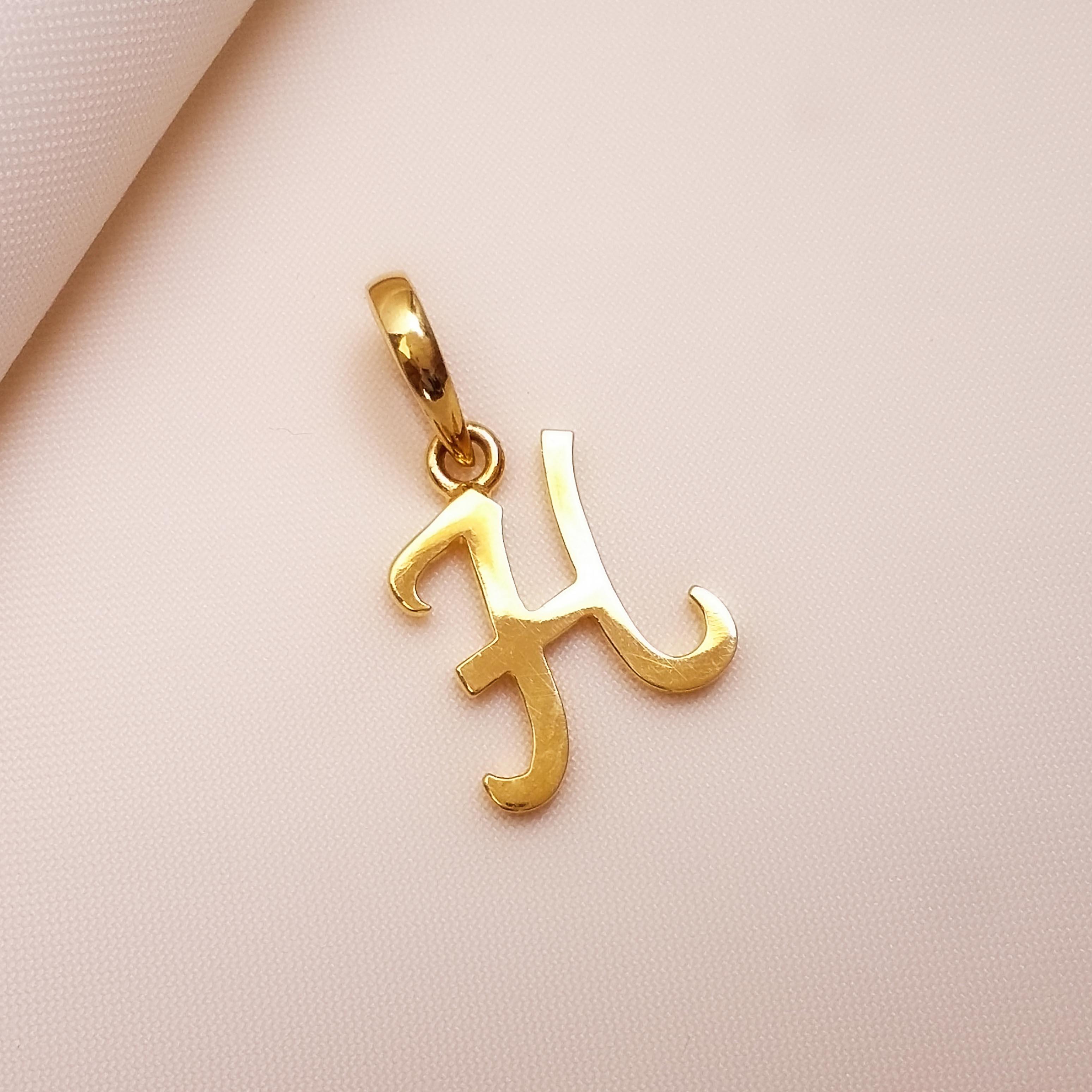 Buy H Heavenly Letter Gold Pendant 22 KT yellow gold (1.61 gm). | Online By Giriraj Jewellers