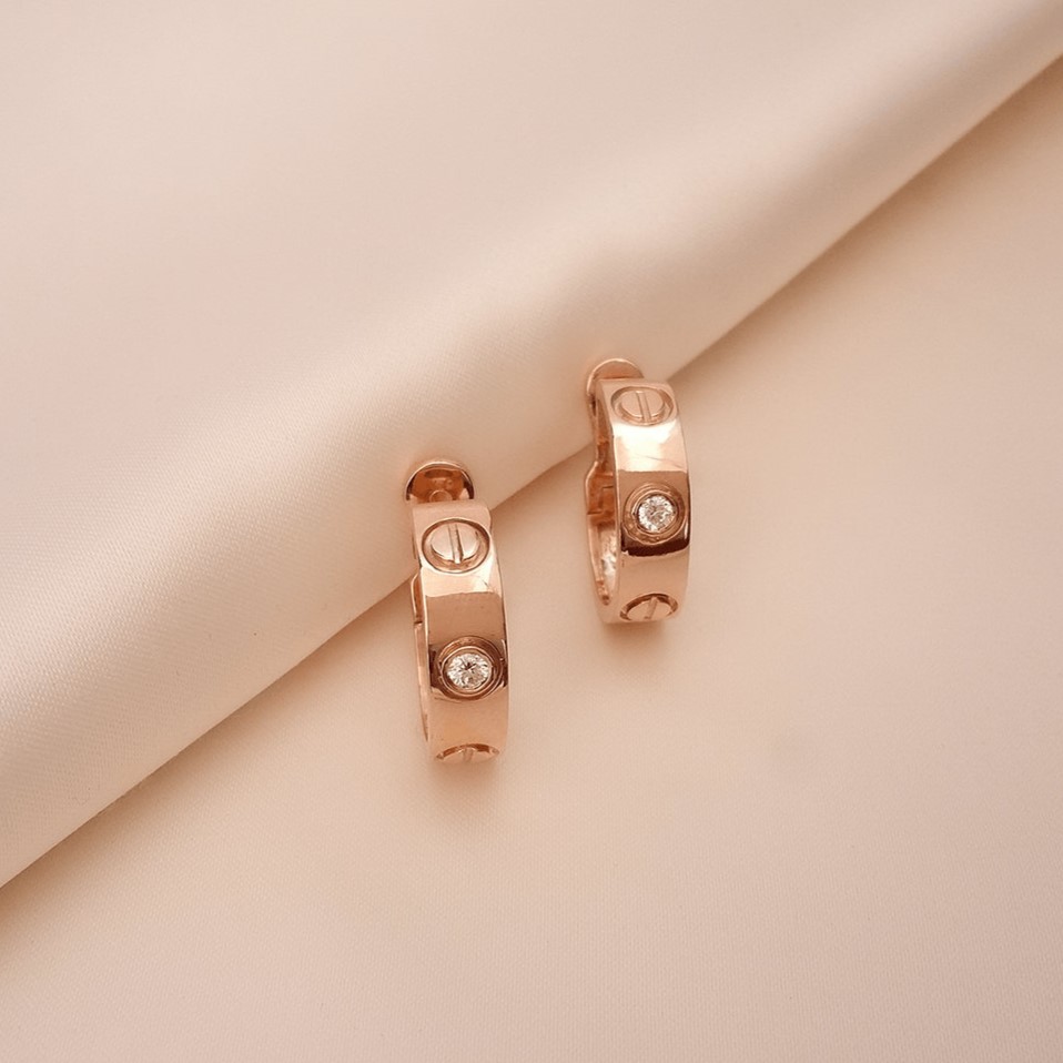 Buy LuxeComfort Diamond Hoops Earrings 18 KT rose gold (13.1 gm). | Online By Giriraj Jewellers