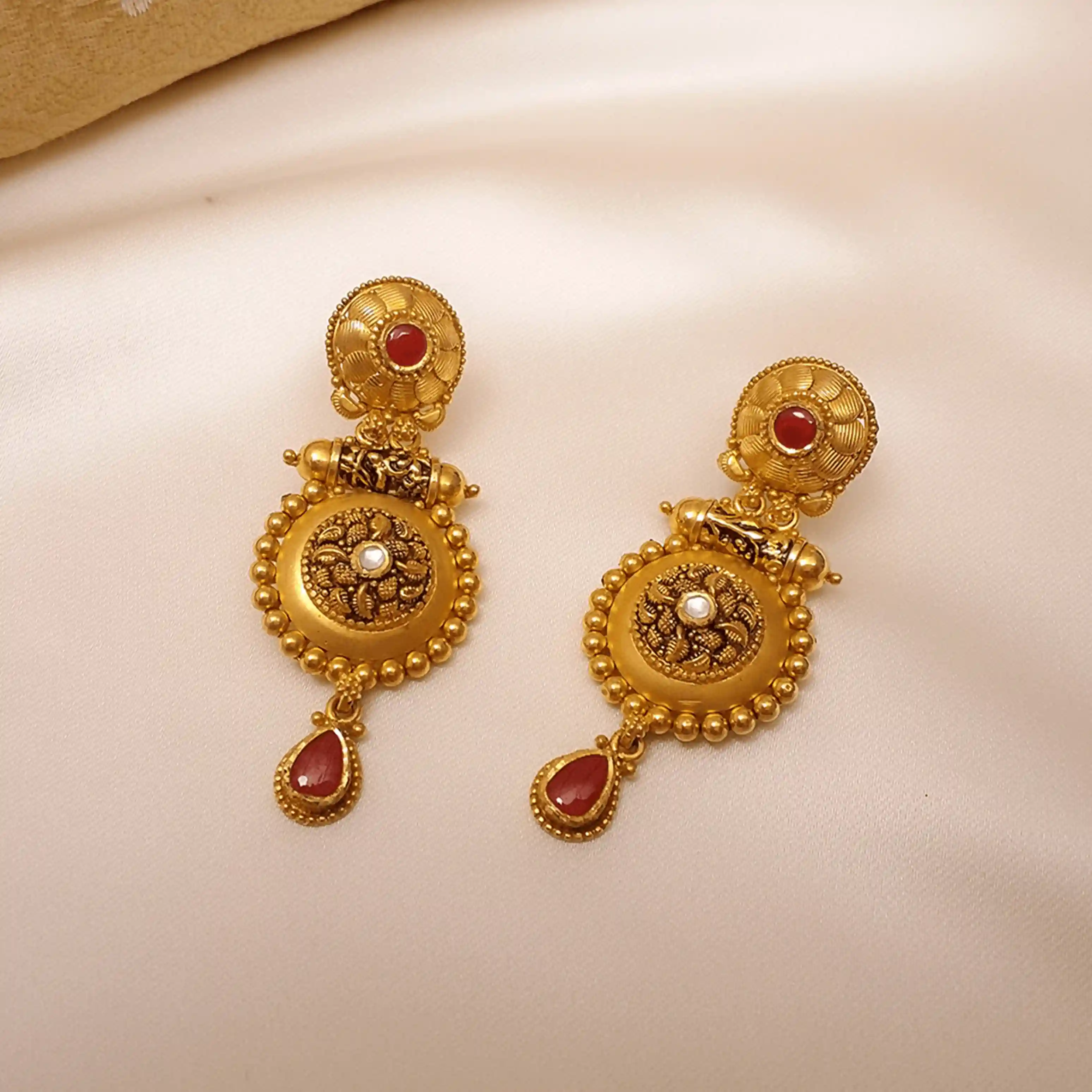 Buy Bridal Veil Gold Earrings 22 KT yellow gold (11.5 gm). | Online By Giriraj Jewellers