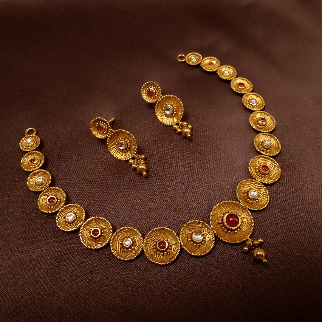 Buy Gilded Bib Gold Necklace 22 KT yellow gold (21.42 gm). | Online By Giriraj Jewellers