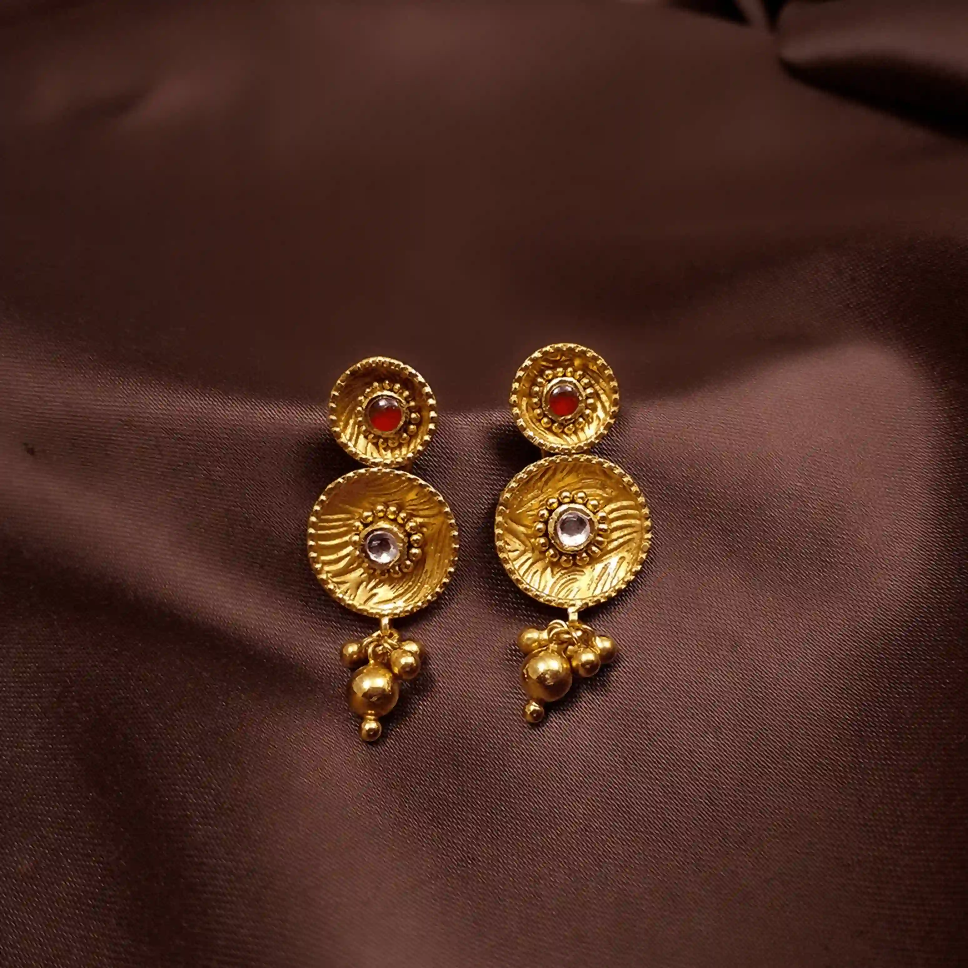 Buy Gilded Bib Gold Earrings 22 KT yellow gold (5.6 gm). | Online By Giriraj Jewellers