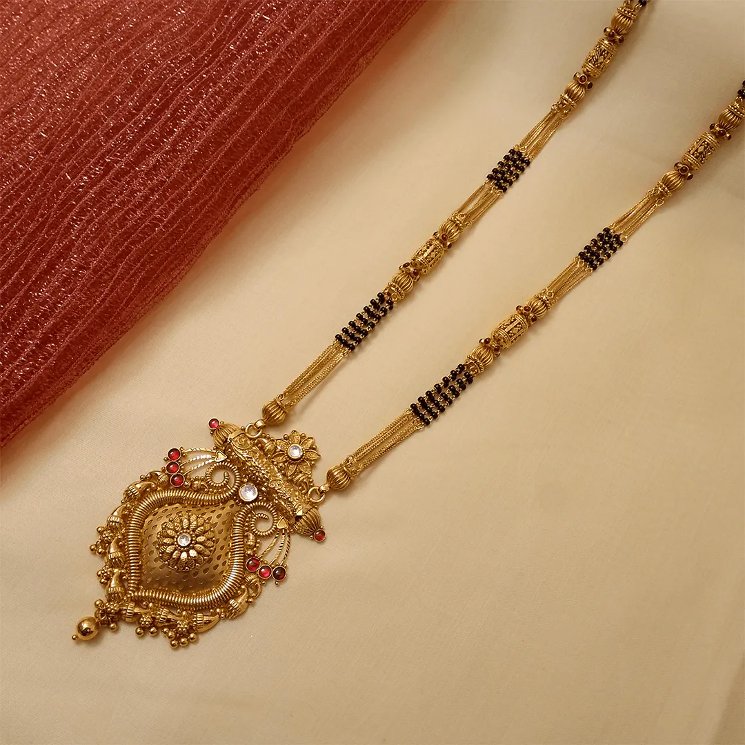 Buy Riza Rajwadi Gold Mangalsutra 22 KT yellow gold (71.5 gm). | Online By Giriraj Jewellers