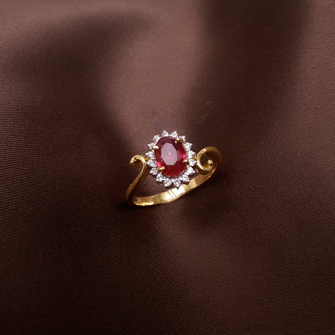 Buy Cherry Burst Halo Diamond Ring 18 KT yellow gold (3.1 gm). | Online By Giriraj Jewellers