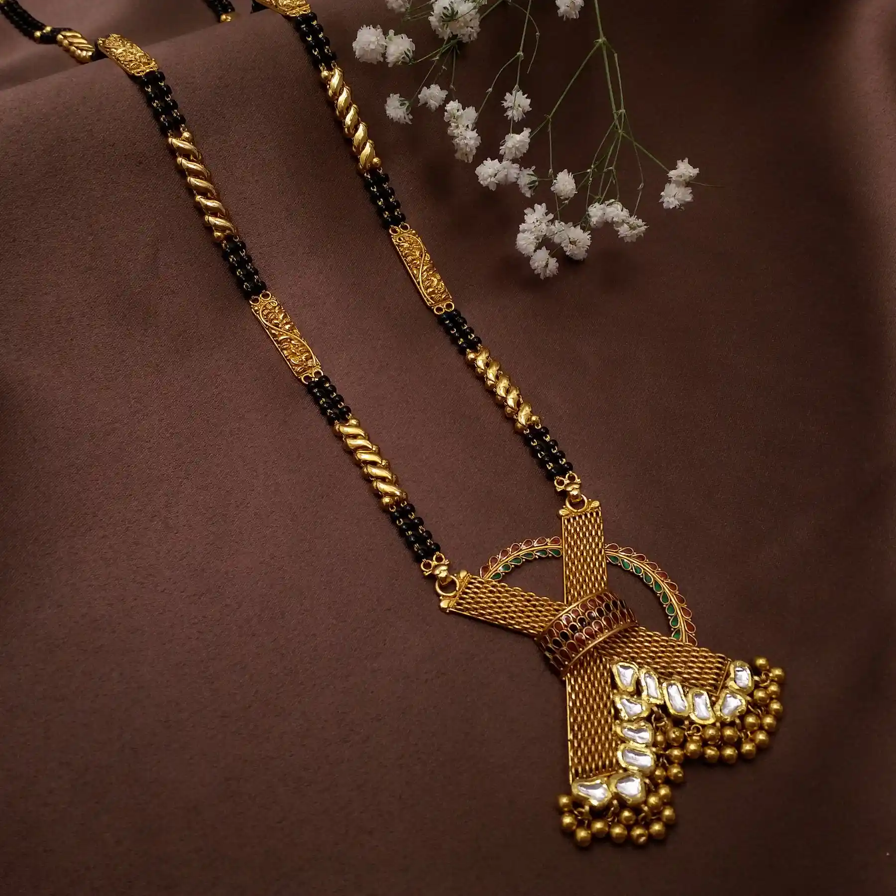 Buy Aadyanta Long Gold Mangalsutra 22 KT yellow gold (40.48 gm). | Online By Giriraj Jewellers