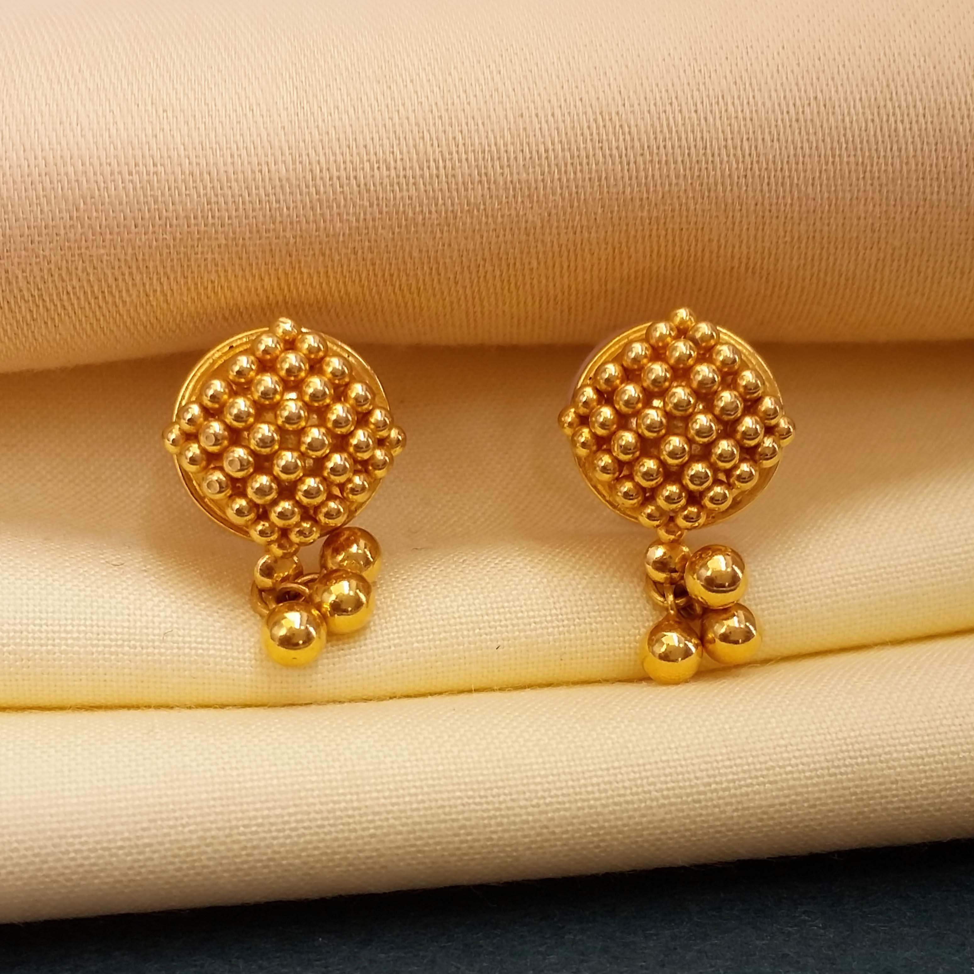 Buy Gold Bead Earrings 22 KT yellow gold (3.88 gm). | Online By Giriraj Jewellers