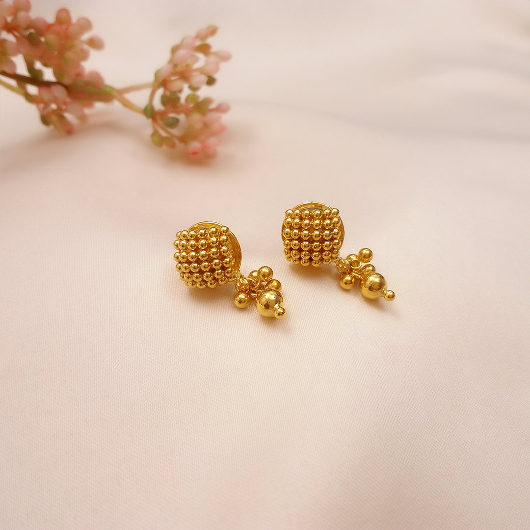 Buy Gold Bead Earrings 22 KT yellow gold (3.95 gm). | Online By Giriraj Jewellers