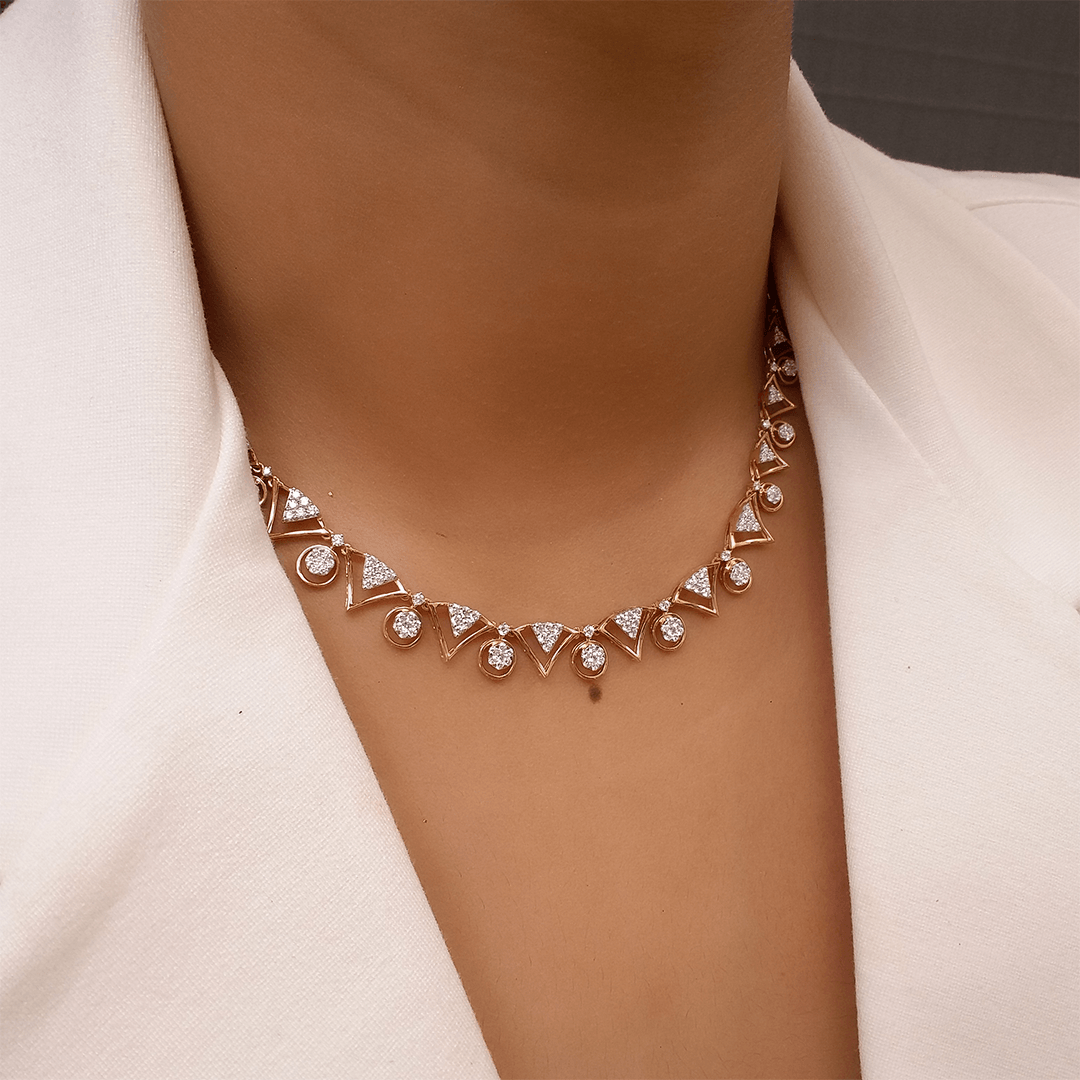 Buy Blushfire Diamond Necklace 18 KT rose gold (16.038 gm). | Online By Giriraj Jewellers