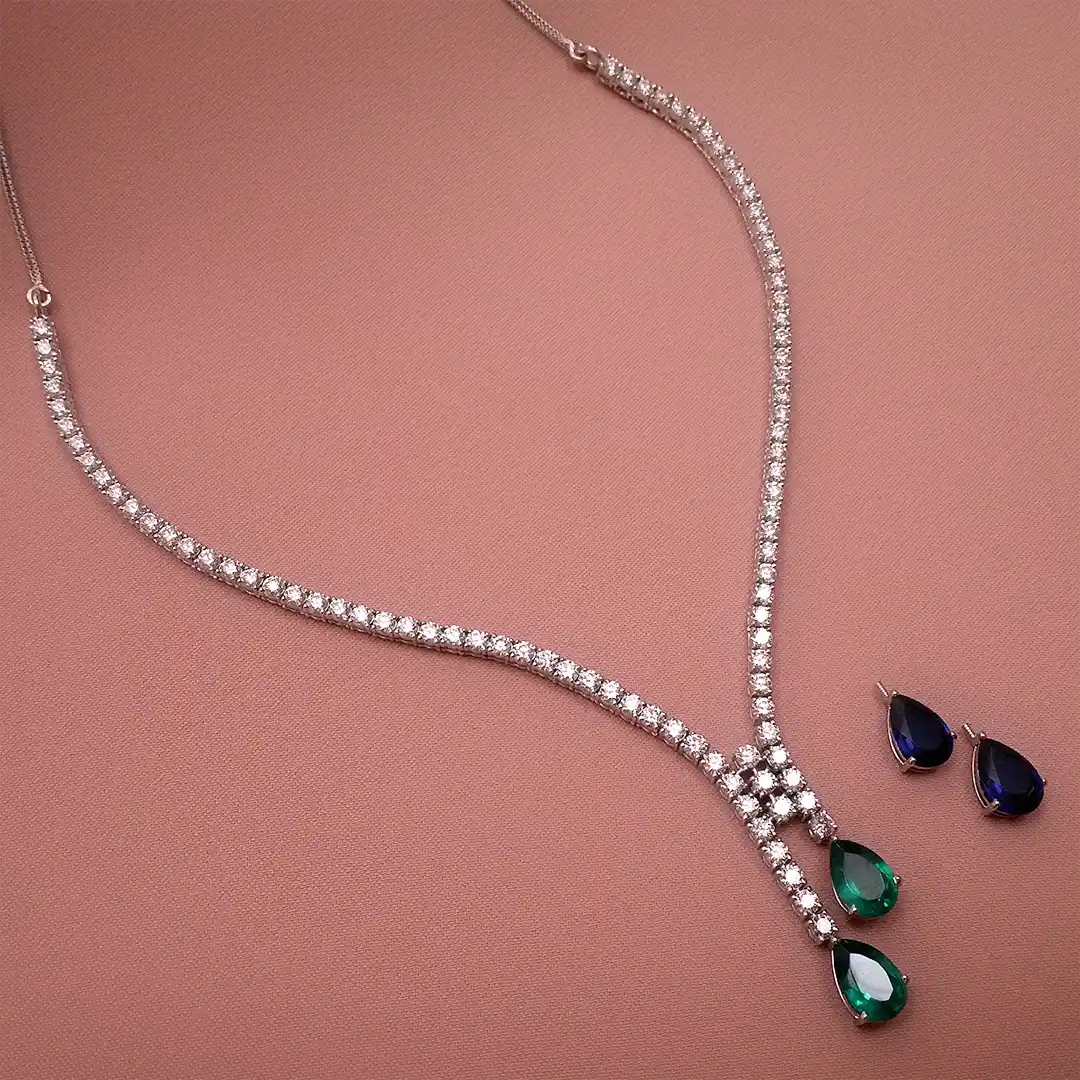 Buy Brilvora Diamond Necklace 18 KT white gold (20.6 gm). | Online By Giriraj Jewellers