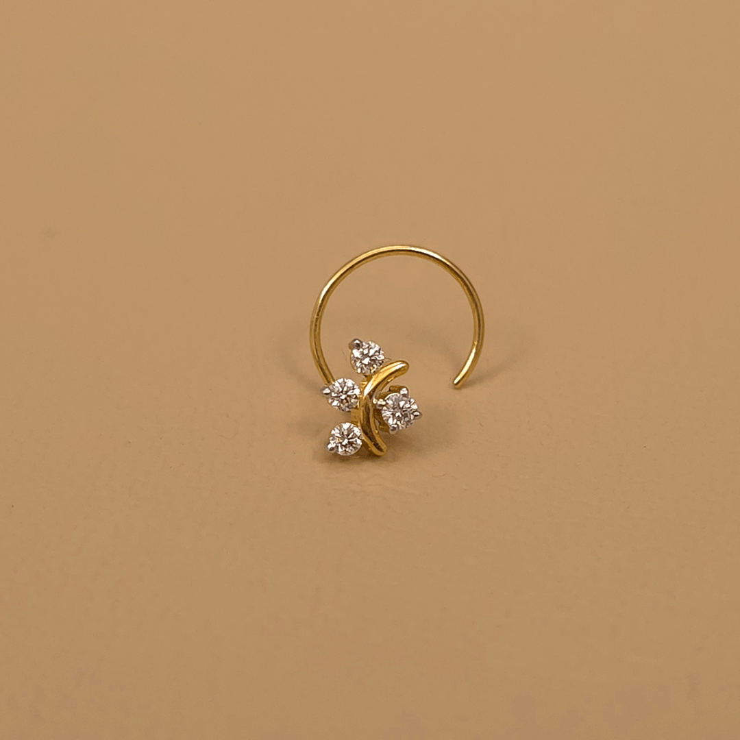 Buy VelvetSpark Diamond Nose Pin 18 KT yellow gold (0.35 gm). | Online By Giriraj Jewellers