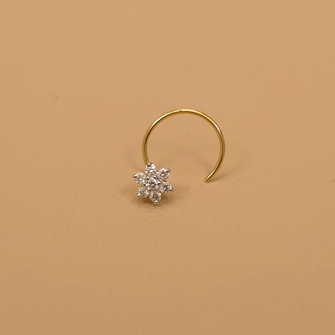 Buy Roohani Classic Nose Stud 18 KT yellow gold (0.23 gm). | Online By Giriraj Jewellers