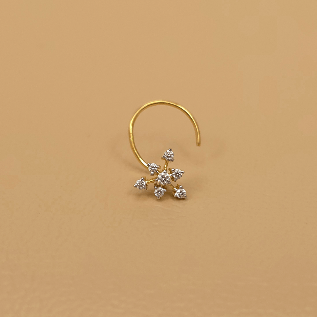 Buy Tarang Classic Diamond Nose Pin 18 KT yellow gold (0.27 gm). | Online By Giriraj Jewellers