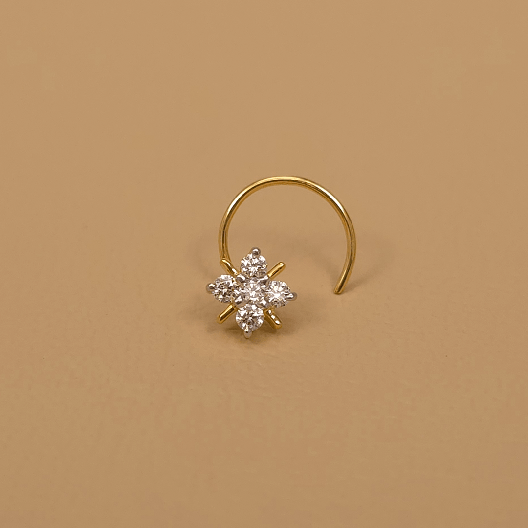 Buy Bellisse Diamond Nose pin 18 KT yellow gold (0.3 gm). | Online By Giriraj Jewellers