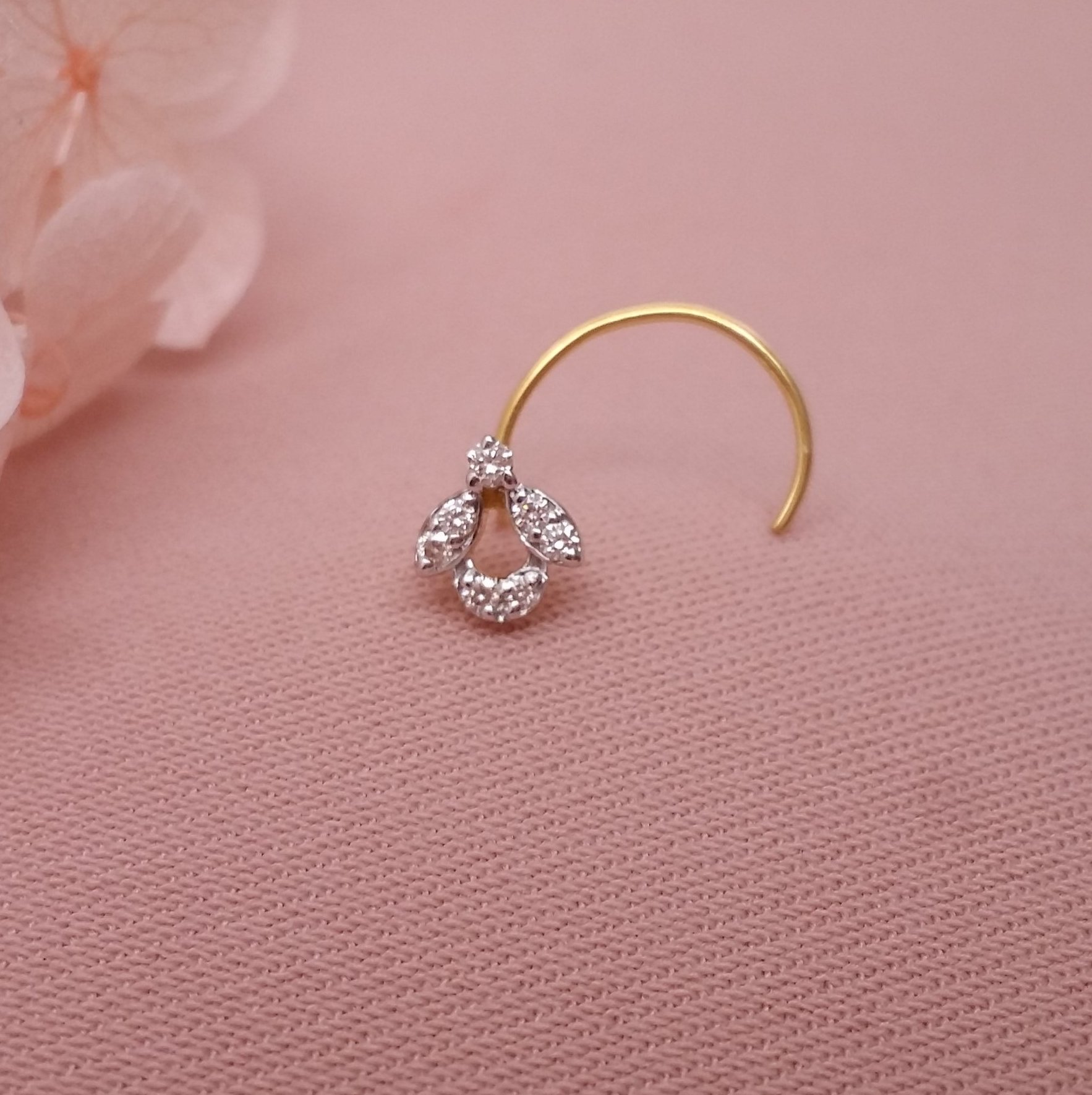 Buy BeeChic Diamond Nose Stud 18 KT yellow gold (0.29 gm). | Online By Giriraj Jewellers