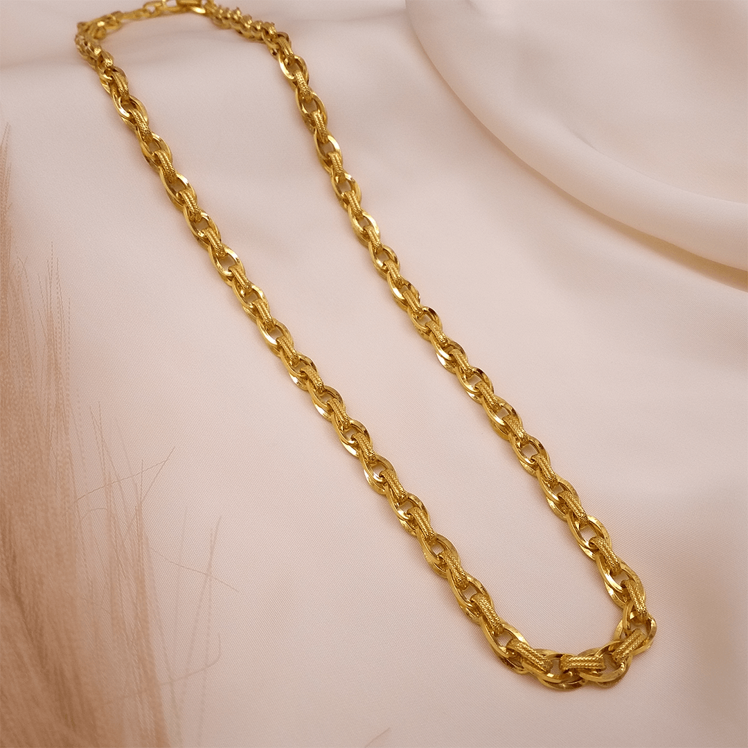 Buy AlphaHollow Gold Chain for Men 22 KT yellow gold (21.56 gm). | Online By Giriraj Jewellers