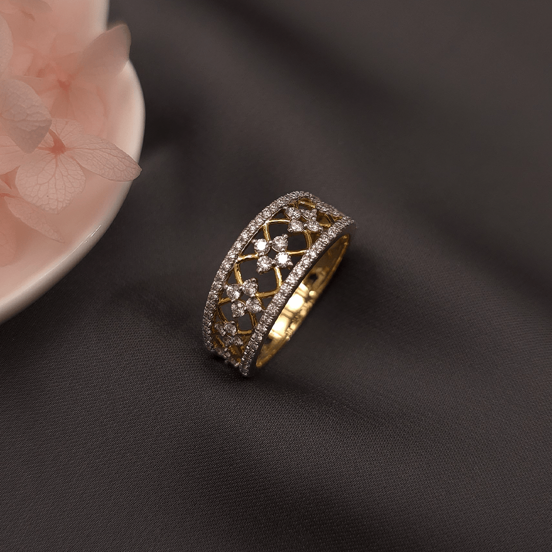 Buy ElanVow Women's Diamond Band 18 KT yellow gold (3.074 gm). At Best Price In India. Check Rings New Designs At Giriraj Jewellers. BIS Care, Hallmark, 100% Certified | Trust & Quality of Giriraj Jewellers India | Diamond Band  |  Diamond weeding band | Diamond ring