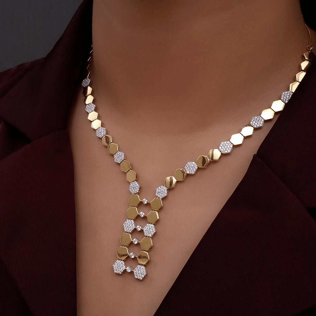 Buy Combella Diamond Necklace 18 KT yellow gold (19.62 gm). | Online By Giriraj Jewellers