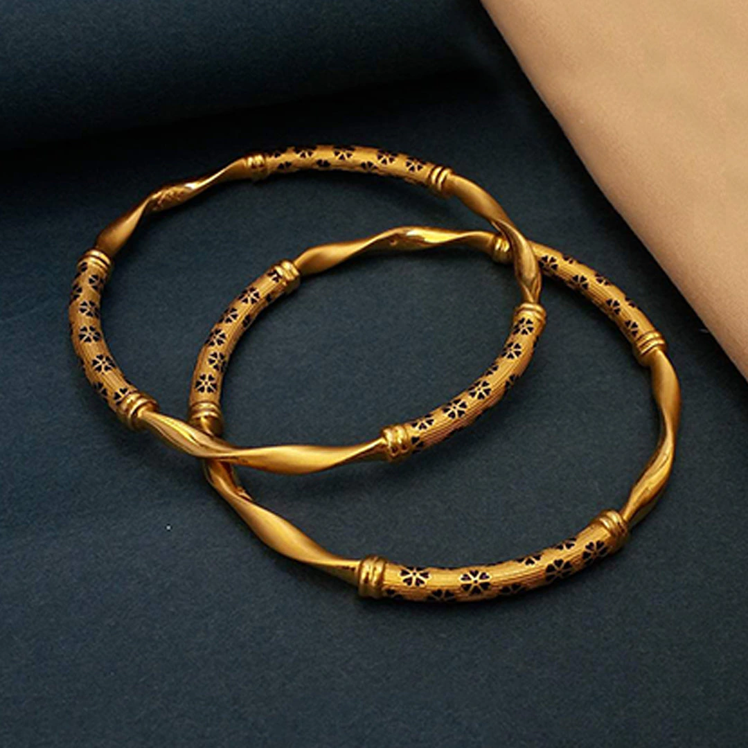 Buy Imperial Twisted Gold Bangles 22 KT yellow gold (28.4 gm). | Online By Giriraj Jewellers