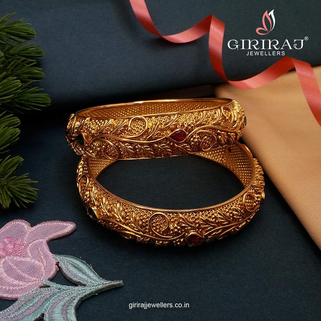 Buy Aabha 22K Gold Bangles 22 KT yellow gold (66.5 gm). At Best Price In India. Check Bangles & Bracelets New Designs At Giriraj Jewellers. BIS Care, Hallmark, 100% Certified | Trust & Quality of Giriraj Jewellers India | 24k gold bangles online | gold bangles for women new design | bracelet designs for wedding | buy gold diamond bangles | new gold bangles design | gold bracelet for mens with price | latest designs of gold bangles and kadas | trendy gold bangle for daily wear | gold bangles new design | gold kangan designs with price