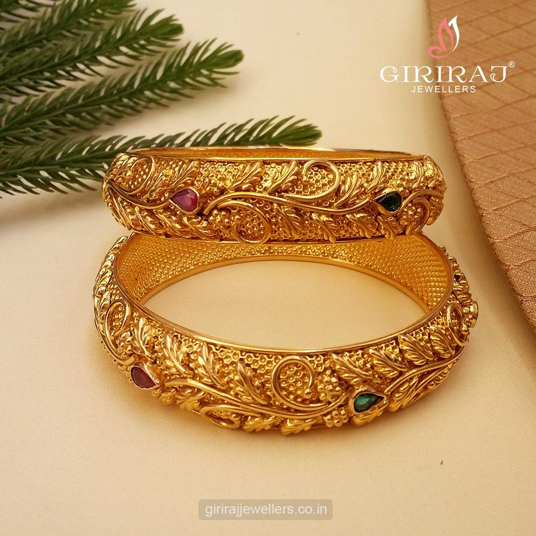 Buy Aabha 22K Gold Bangles 22 KT yellow gold (66.5 gm). At Best Price In India. Check Bangles & Bracelets New Designs At Giriraj Jewellers. BIS Care, Hallmark, 100% Certified | Trust & Quality of Giriraj Jewellers India | 24k gold bangles online | gold bangles for women new design | bracelet designs for wedding | buy gold diamond bangles | new gold bangles design | gold bracelet for mens with price | latest designs of gold bangles and kadas | trendy gold bangle for daily wear | gold bangles new design | gold kangan designs with price