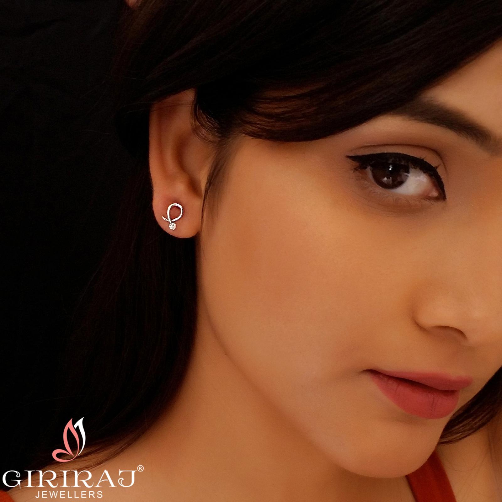 Buy Fairy Angel Diamond Stud 18 KT white gold (1.742 gm). | Online By Giriraj Jewellers