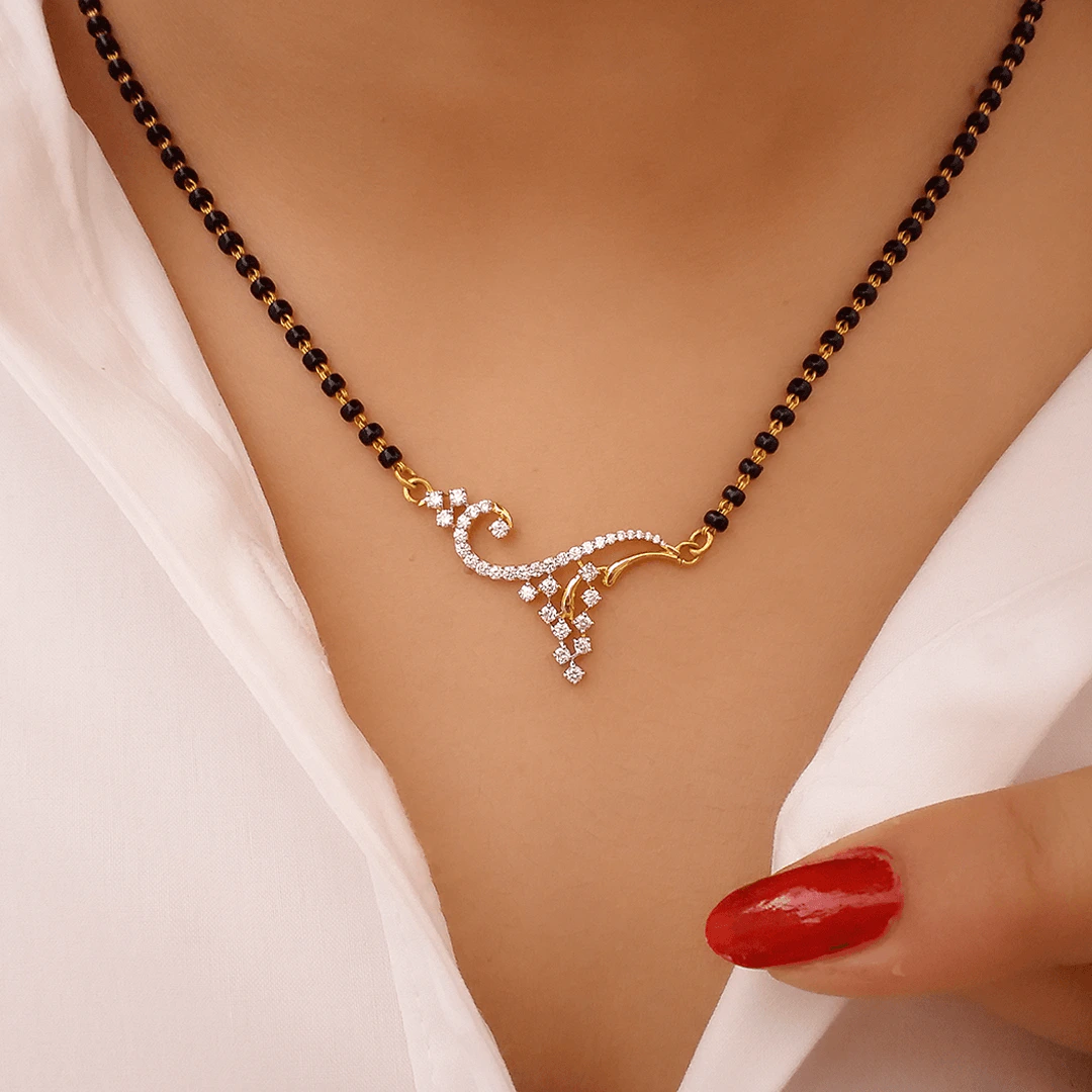 Buy Arrays Diamond Mangalsutra 18 KT yellow gold (3.906 gm). | Online By Giriraj Jewellers