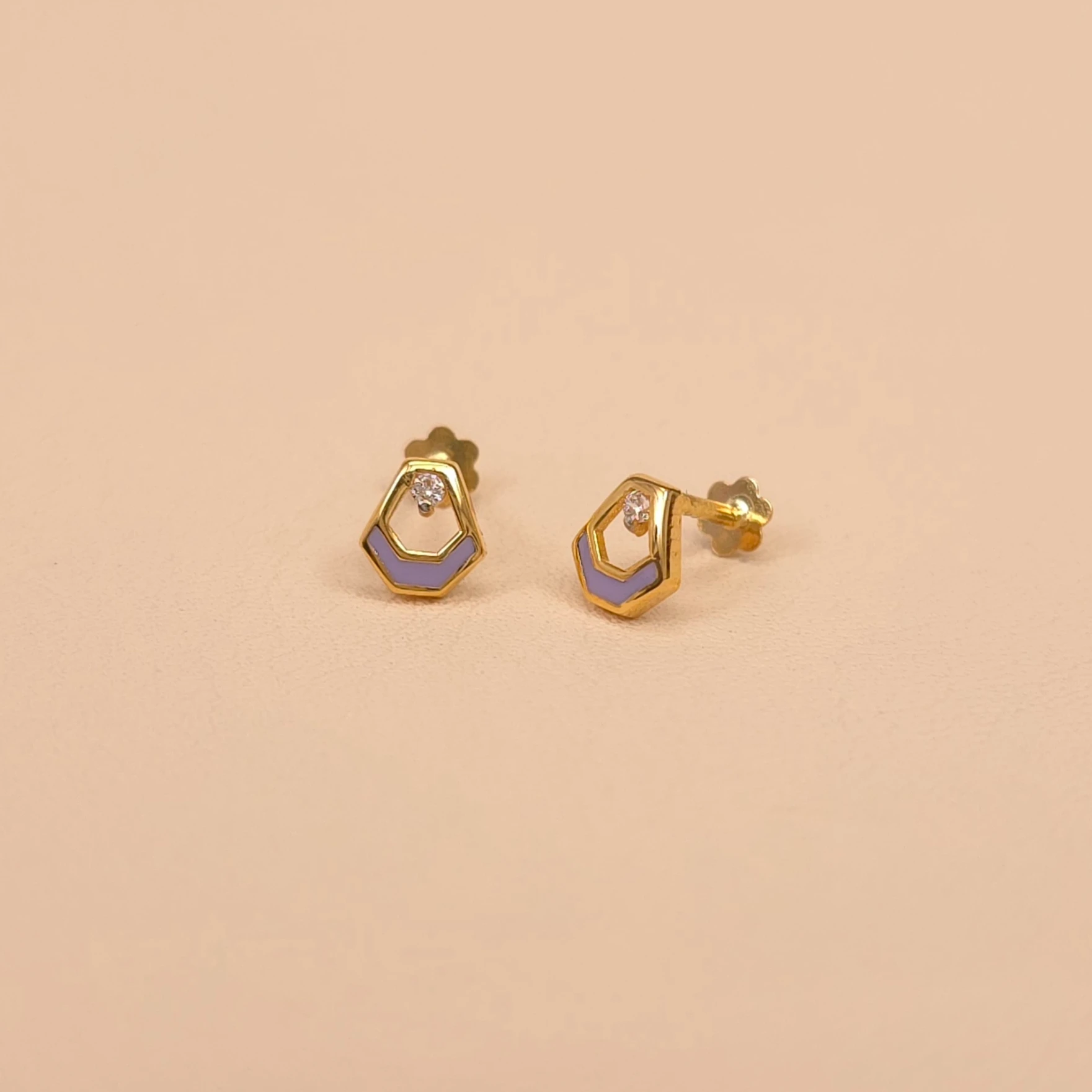 Buy Hexelle Tiny Gold Studs 18 KT yellow gold (0.698 gm). | Online By Giriraj Jewellers