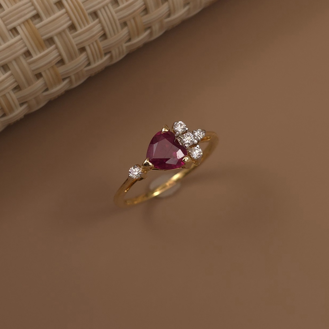 Buy ZyraHeart Ruby Diamond Ring 18 KT yellow gold (1.768 gm). | Online By Giriraj Jewellers