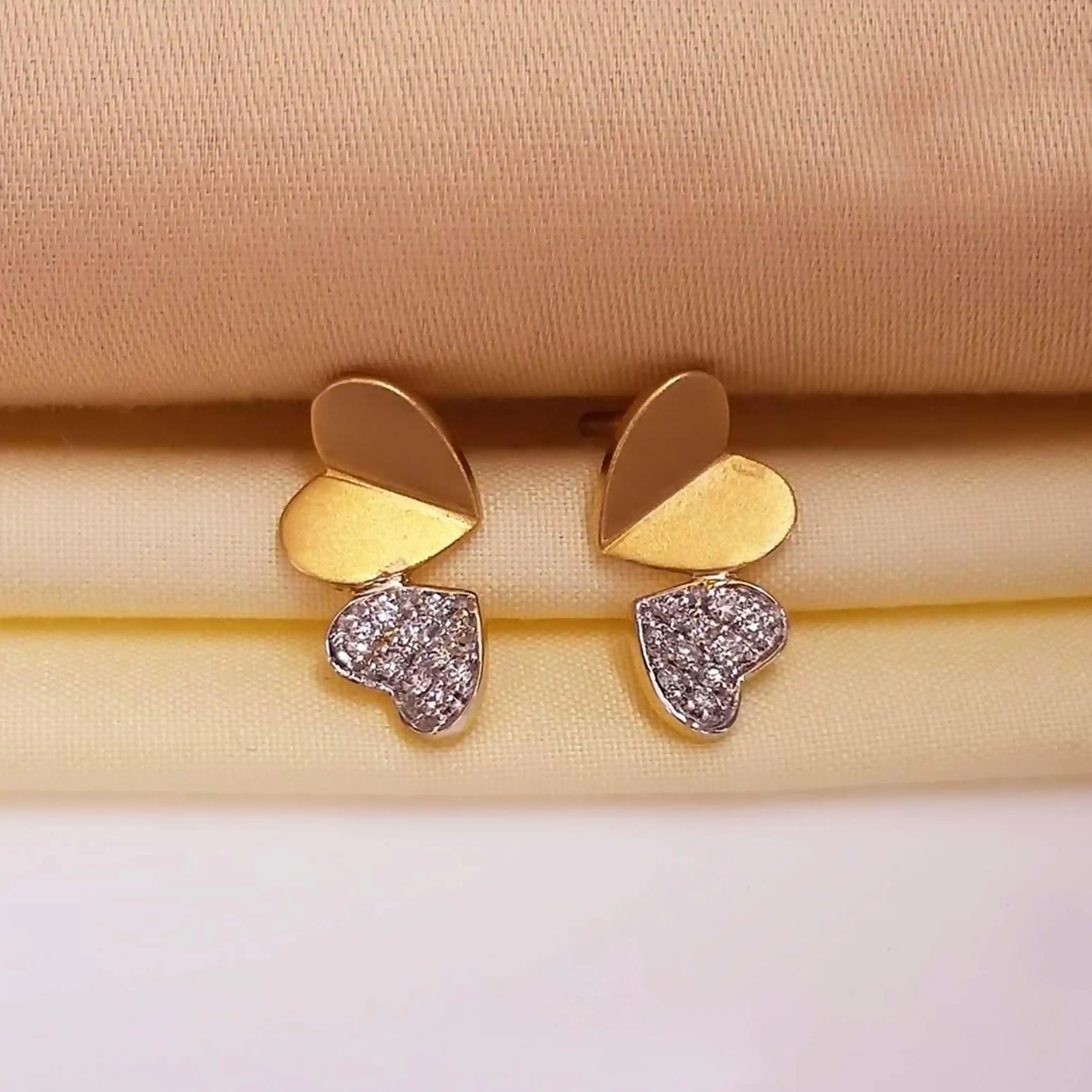 Buy Heart in Heart Diamond Earrings 18 KT yellow gold (3.55 gm). | Online By Giriraj Jewellers
