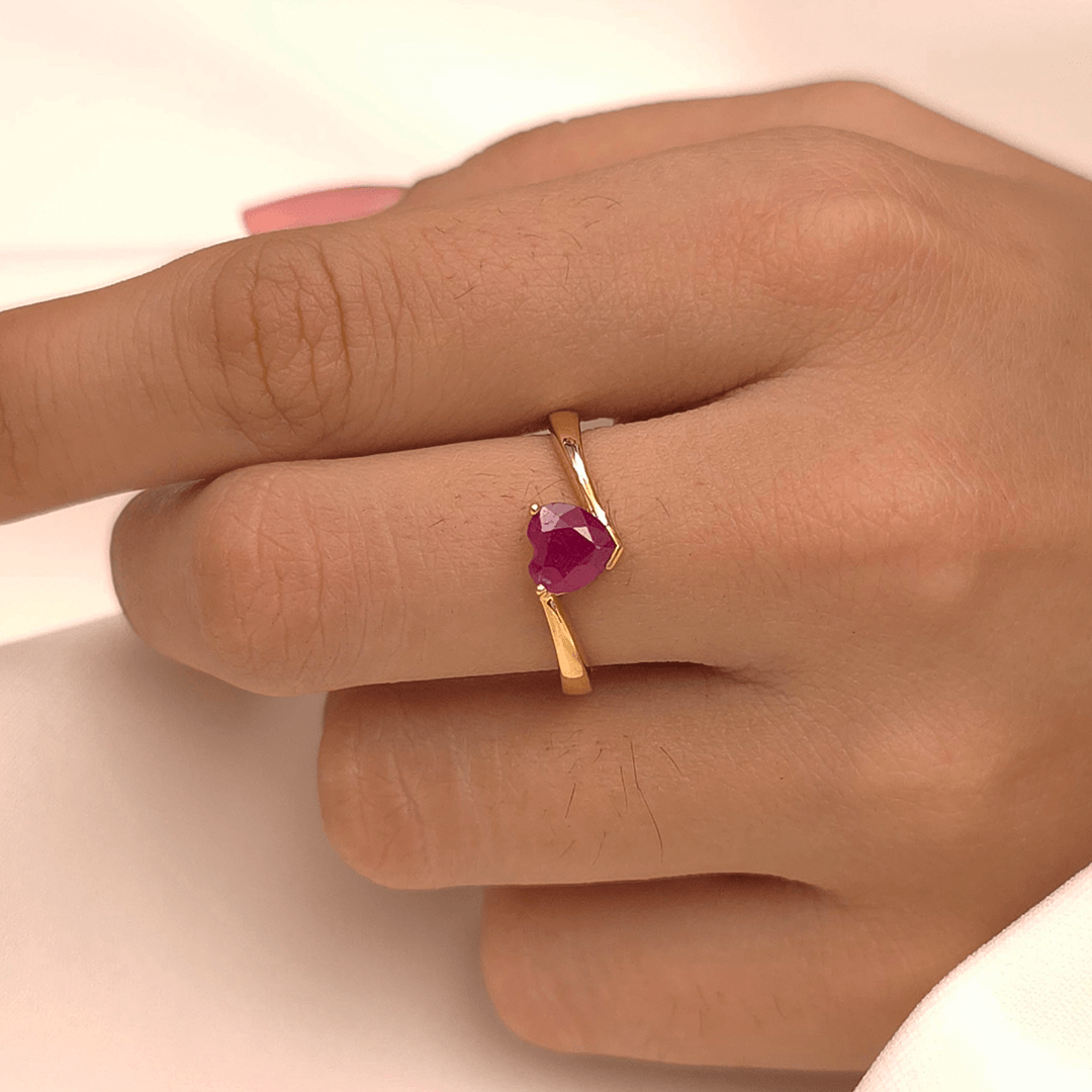 Buy LoveMark Ruby Gold Ring 18 KT yellow gold (1.792 gm). | Online By Giriraj Jewellers