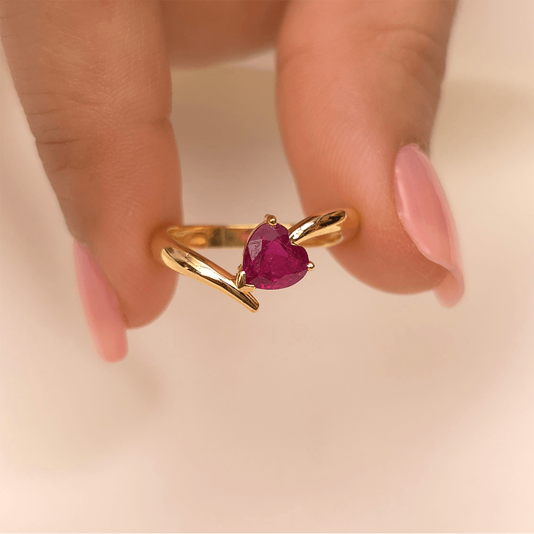 Buy LittleLove Gold Ruby Ring 18 KT yellow gold (1.828 gm). | Online By Giriraj Jewellers