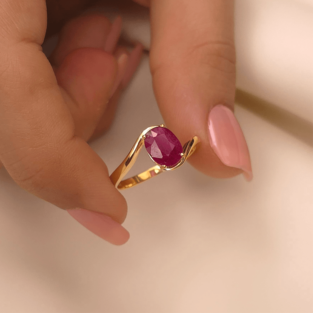 Buy Ruby Sway Gold Ring 18 KT yellow gold (2.47 gm). | Online By Giriraj Jewellers
