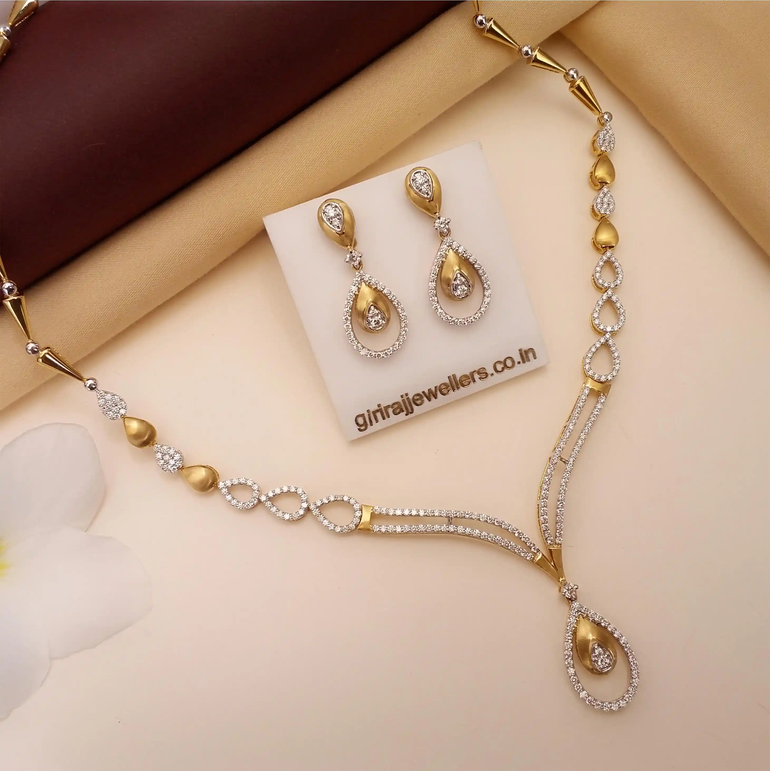 Buy Heavenly Teardrops Necklace 14 KT yellow gold (29.46 gm). | Online By Giriraj Jewellers