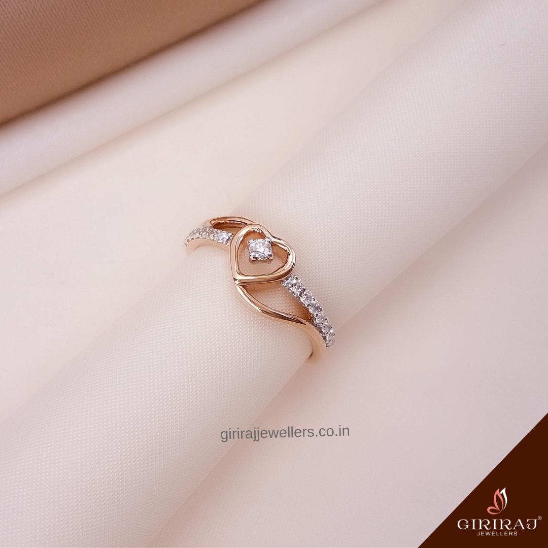 Buy Valentina Diamond Ring 18 KT rose gold (2.2 gm). | Online By Giriraj Jewellers