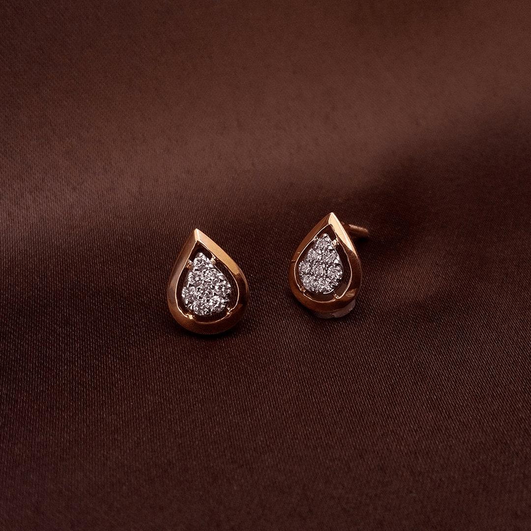 Buy Dews Diamond Stud 18 KT rose gold (2.8 gm). | Online By Giriraj Jewellers