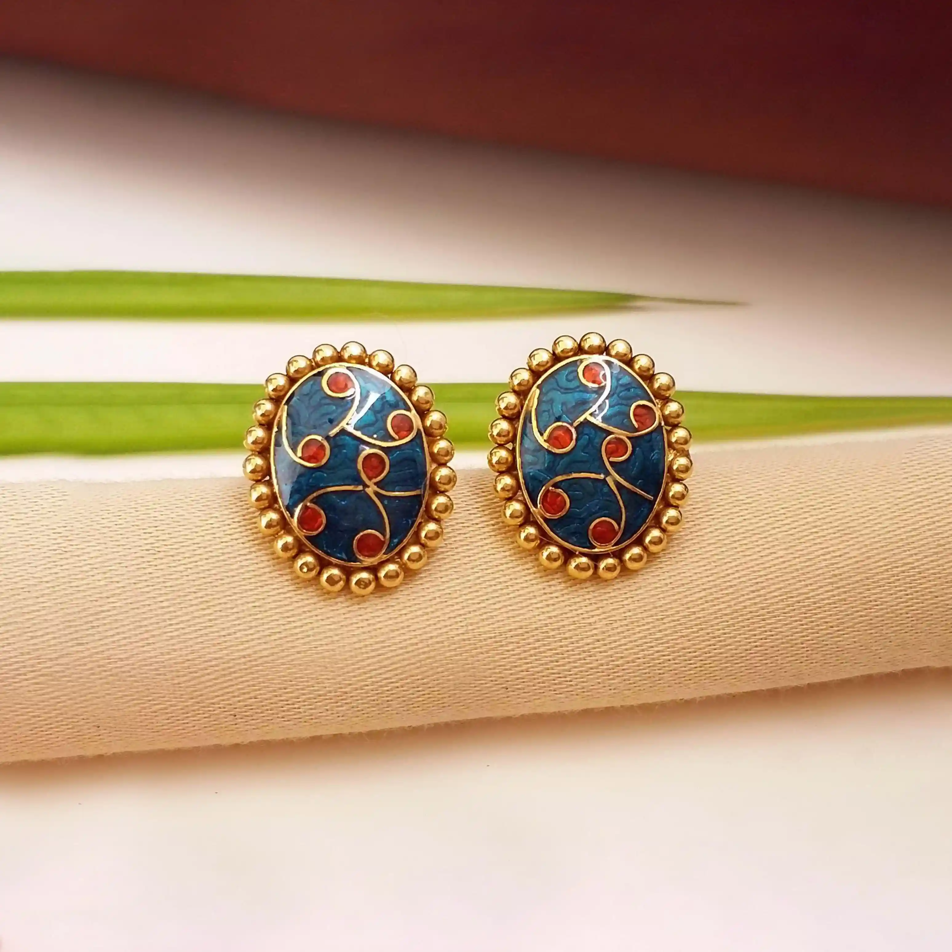 Buy Shahi joda Meenakari Gold Earrings 22 KT yellow gold (4.26 gm). | Online By Giriraj Jewellers