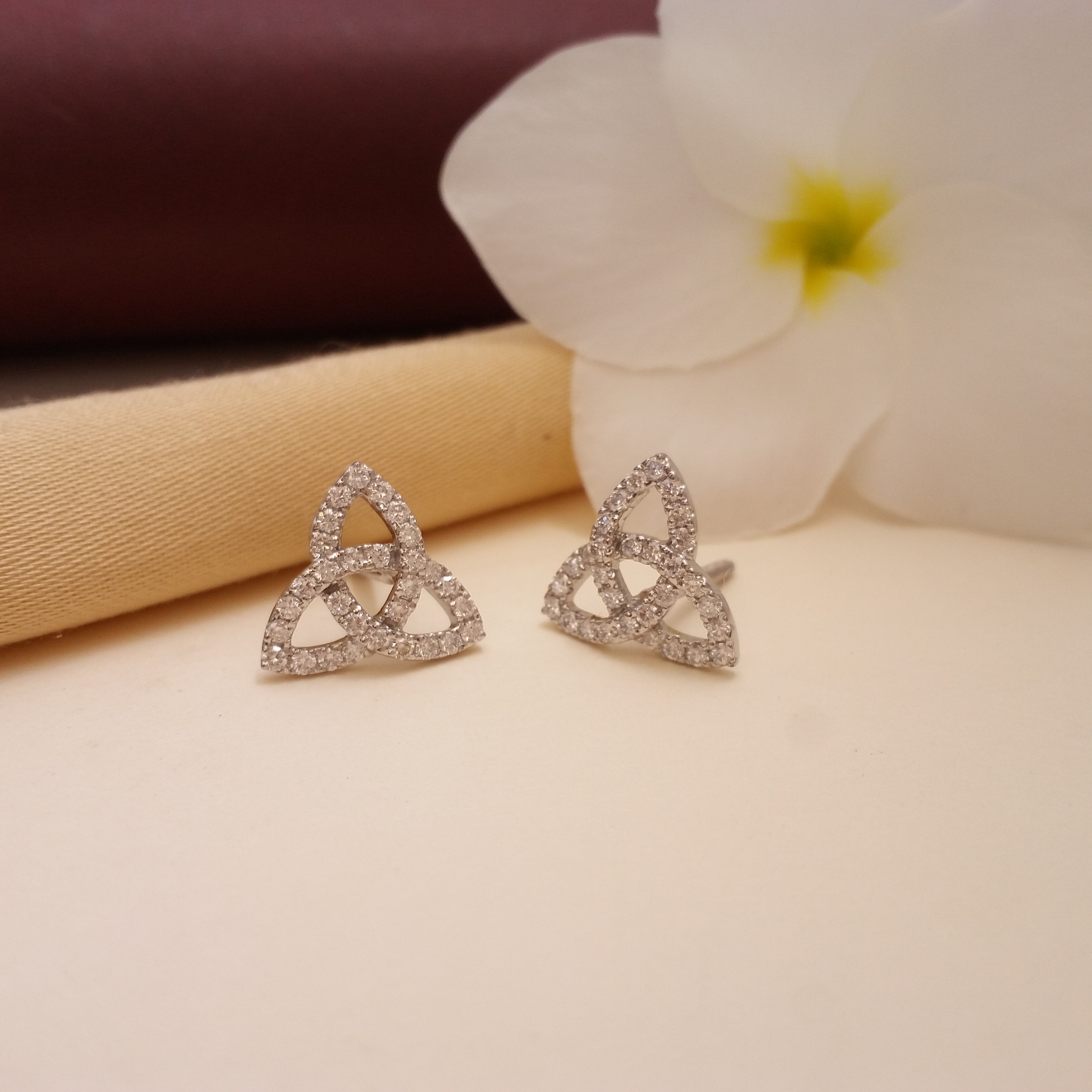 Buy Roza Diamond Earrings 18 KT white gold (2.6 gm). | Online By Giriraj Jewellers
